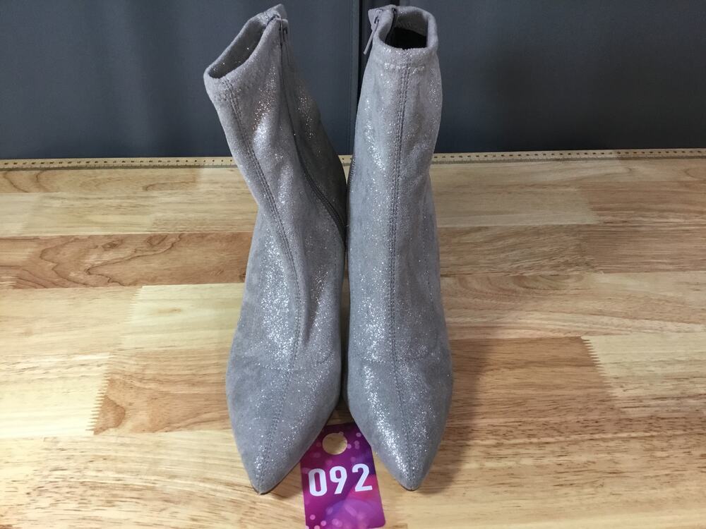 BP. Braylee Bootie Women's 7 M Silver Sparkle Stiletto Heel Ankle Pointed Toe